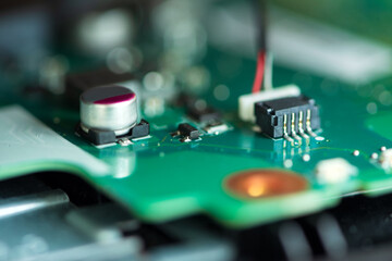 Close-up electronic circuit board.