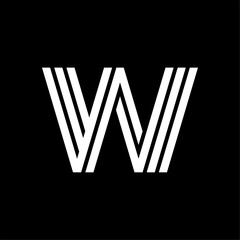 Triple Double Line Letter Logotype W