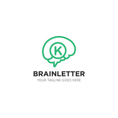 initial leter k brain logo and icon vector illustration design template