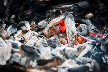 charcoal on fire