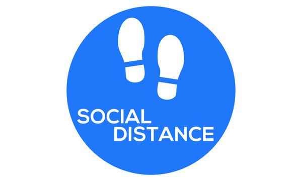 Social distancing illustration of feet to indicate or remind people to keep a minimum of 6ft to help prevent the spread of the covid-19 pandemic vector icon