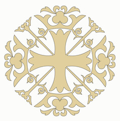SYMBOLS OF THE CATHOLIC CHURCH, WITH CROSSES DECORATED FOR SACRED DRESSES