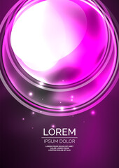Glowing neon shiny transparent bubbles, glass circles or bio cell concept. Techno futuristic vector abstract background For Wallpaper, Banner, Background, Card, Book Illustration, landing page