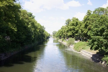 Beautiful canal in Berlin Kreuzberg in spring