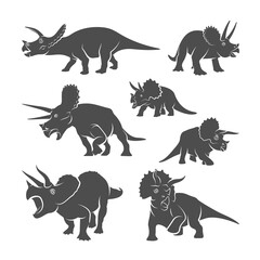Set of Triceratops dinosaurs logo design vector. Icon Symbol. Template Illustration © shuttersport