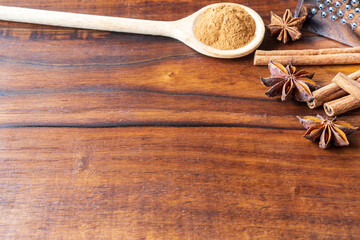cinnamon ground and sticks isolated on a white background