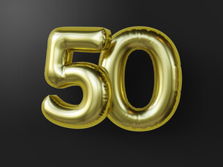 Golden balloon in shape of number 50