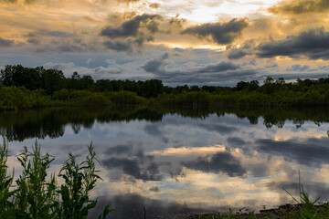 sunset over the lake