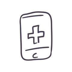 Obraz premium Cross inside smartphone line style icon vector design