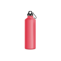 Red aluminum metal water bottle for sport.