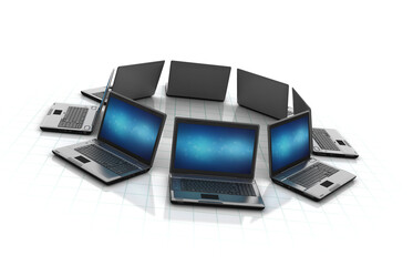 Computer Laptops in a Circle