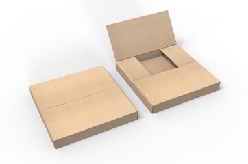 Blank easy fold mailer box for branding and mock up design, 3d render illustration.