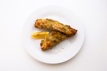 Lemon Herb Marinate Salmon covered Breadcrumb