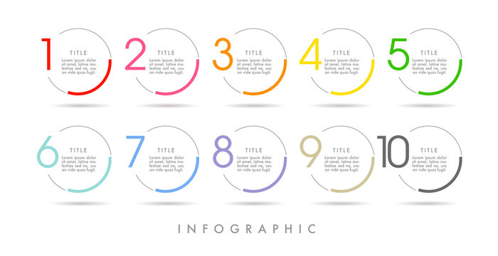 Business Infographic. Time line with numbers 10 options or steps.
