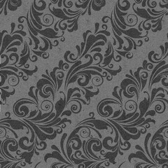 Seamless ornate baroque diagonal gray color pattern