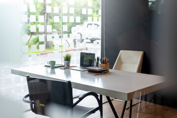 Fototapeta premium Modern workplace with laptop. Private business office.