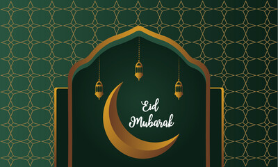 Beautiful Eid Mubarak greeting Background, banner vector illustration 