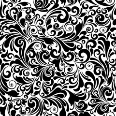Seamless ornate baroque black and white pattern