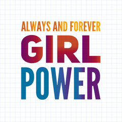 Fototapeta premium Girl power text, feminism slogan. Black inscription for t shirts, posters and wall art. Feminist sign handwritten with ink and brush.