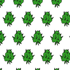 marijuana bud doodle pattern, vector illustration