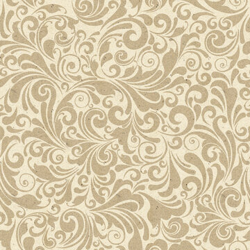 Seamless ornate beige baroque pattern