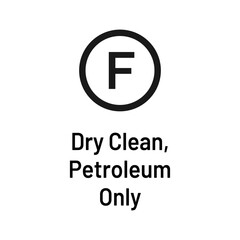 Obraz premium Laundry icon with text isolated on white background. Dry clean petroleum only symbol. Washing sign.