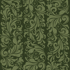 Seamless ornate baroque green color pattern