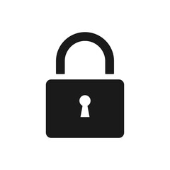 Flat padlock vector icon isolated on white background. Lock icon.