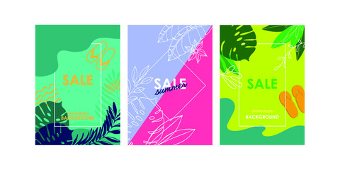 Set of summer backgrounds. Discount banner-02