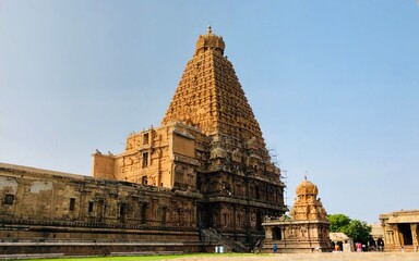 Brihadeeswarar temple in Thanjavur, Tamil nadu. This is the Hindu temple built in Dravidian...