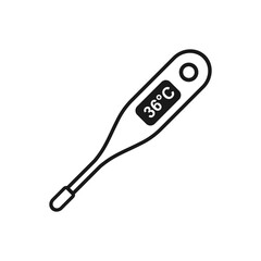 Digital thermometer flat vector icon isolated on white background.
