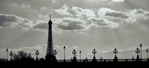 Fototapeta na wymiar Silhouette paris panorama