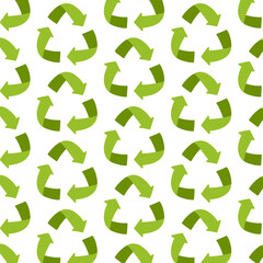recycling symbol seamless doodle pattern, vector illustration