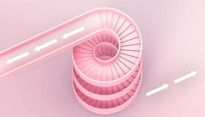 Success creative Stairway Business  Concept and Ladder with copy space on Pink background - 3d rendering.Minimal Modern © guguart