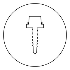Metal roof screw Mounting profiled corrugated sheeting icon in circle round outline black color vector illustration flat style image