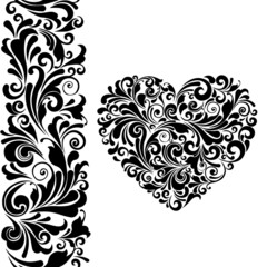 Vector decorative ornate heart invitation card illustration 