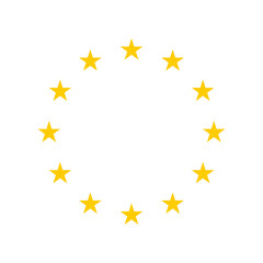 European union golden stars isolated on white background.