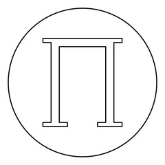 Pi greek symbol capital letter uppercase font icon in circle round outline black color vector illustration flat style image