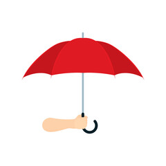 Hand with umbrella. Male hand holding red umbrella vector illustration. Insurance and safety concept metaphor. Part of set.