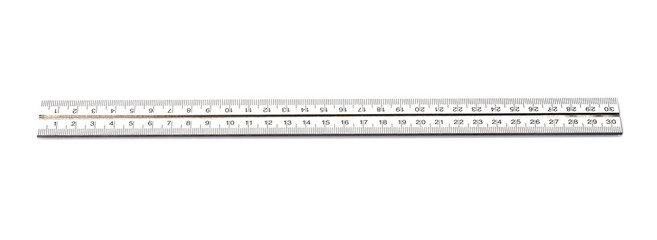 Metal thirty centimeters ruler isolated on white