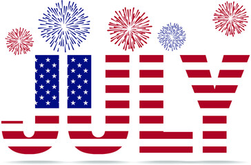 Obraz premium USA on July 4 white background