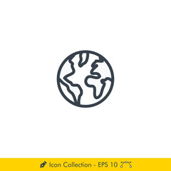 Globe (Earth) Icon / Vector - In Line / Stroke Design