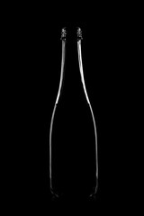Silhouette of a bottle with a beautiful shape on a black background