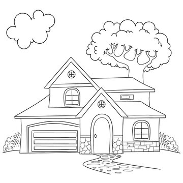 drawing of house coloring page house coloring page useful as coloring book for kids stock vector adobe stock