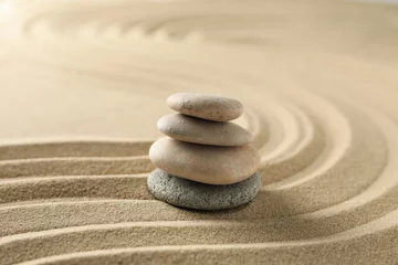 Fotobehang Zen Stenen Stones on the sand with patterns. Zen concept  © Atlas