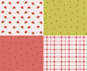 Watermelon patterns for fashion design, branding, web images, packaging, decor, geometric shapes collection