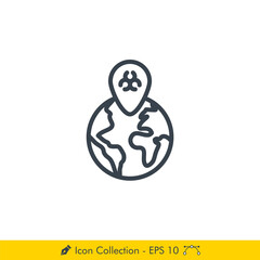 Virus Outbreak (Pandemic / Epidemic) Location Icon / Vector - In Line / Stroke Design