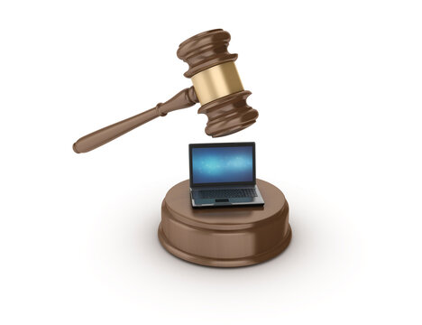 Legal Gavel with Computer Laptop