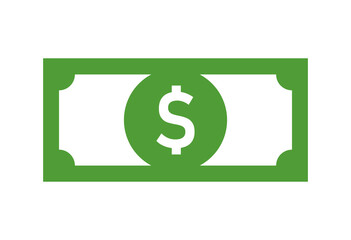 Vector dollar banknote, icon isolated on white background.