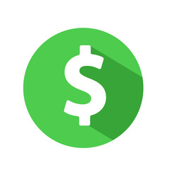 Vector flat money vector icon with shadows isolated on white background. Dollar vector icon. 